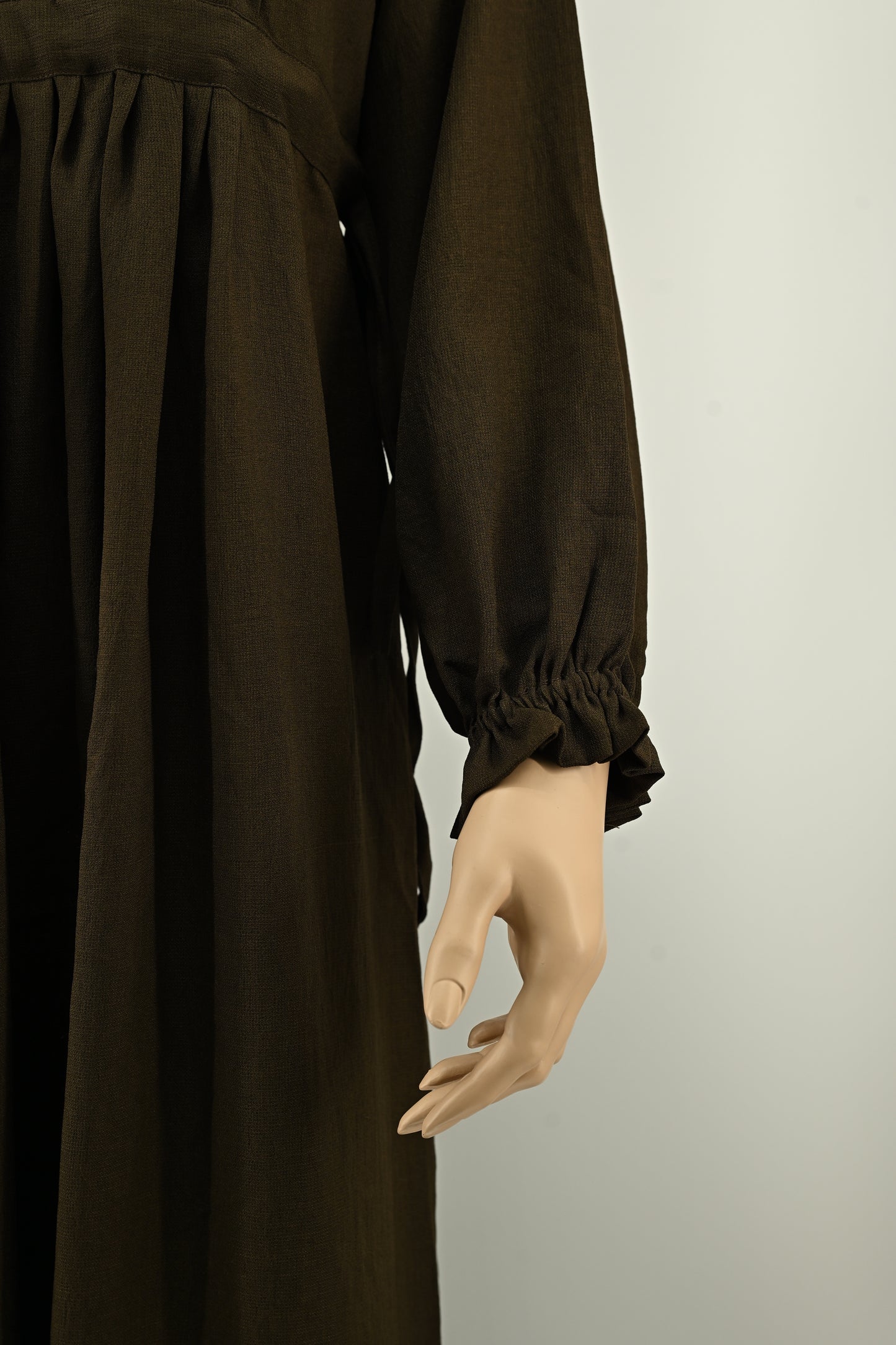 Elegant Pleated Brown Dress | Free Size