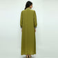 Elegant Olive Green Dress with Lace Trim | Free Size
