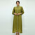 Elegant Olive Green Dress with Lace Trim | Free Size