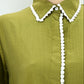 Elegant Olive Green Dress with Lace Trim | Free Size