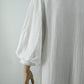 Elegant White Pleated Maxi Dress with Lace Button Detail | Free Size
