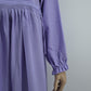 Elegant Lavender Pleated Maxi Dress with Lace Button Detail | Free Size