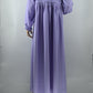 Elegant Lavender Pleated Maxi Dress with Lace Button Detail | Free Size