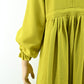 Elegant Mustard Pleated Maxi Dress | Free Size
