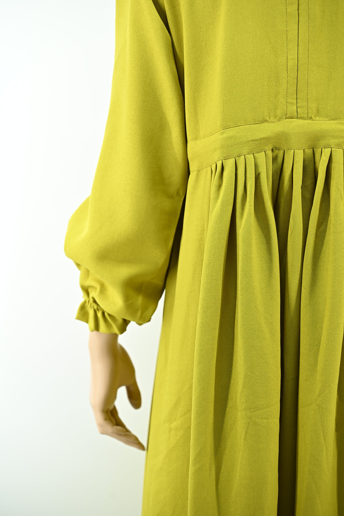Elegant Mustard Pleated Maxi Dress | Free Size
