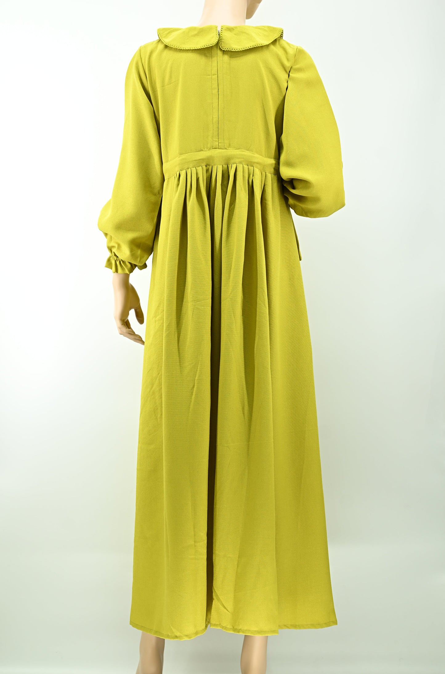 Elegant Mustard Pleated Maxi Dress | Free Size