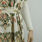 Elegant Ivory Floral Printed Maxi Dress with Waist Tie | Free Size | 2 Piece Set
