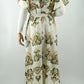 Elegant Ivory Floral Printed Maxi Dress with Waist Tie | Free Size | 2 Piece Set