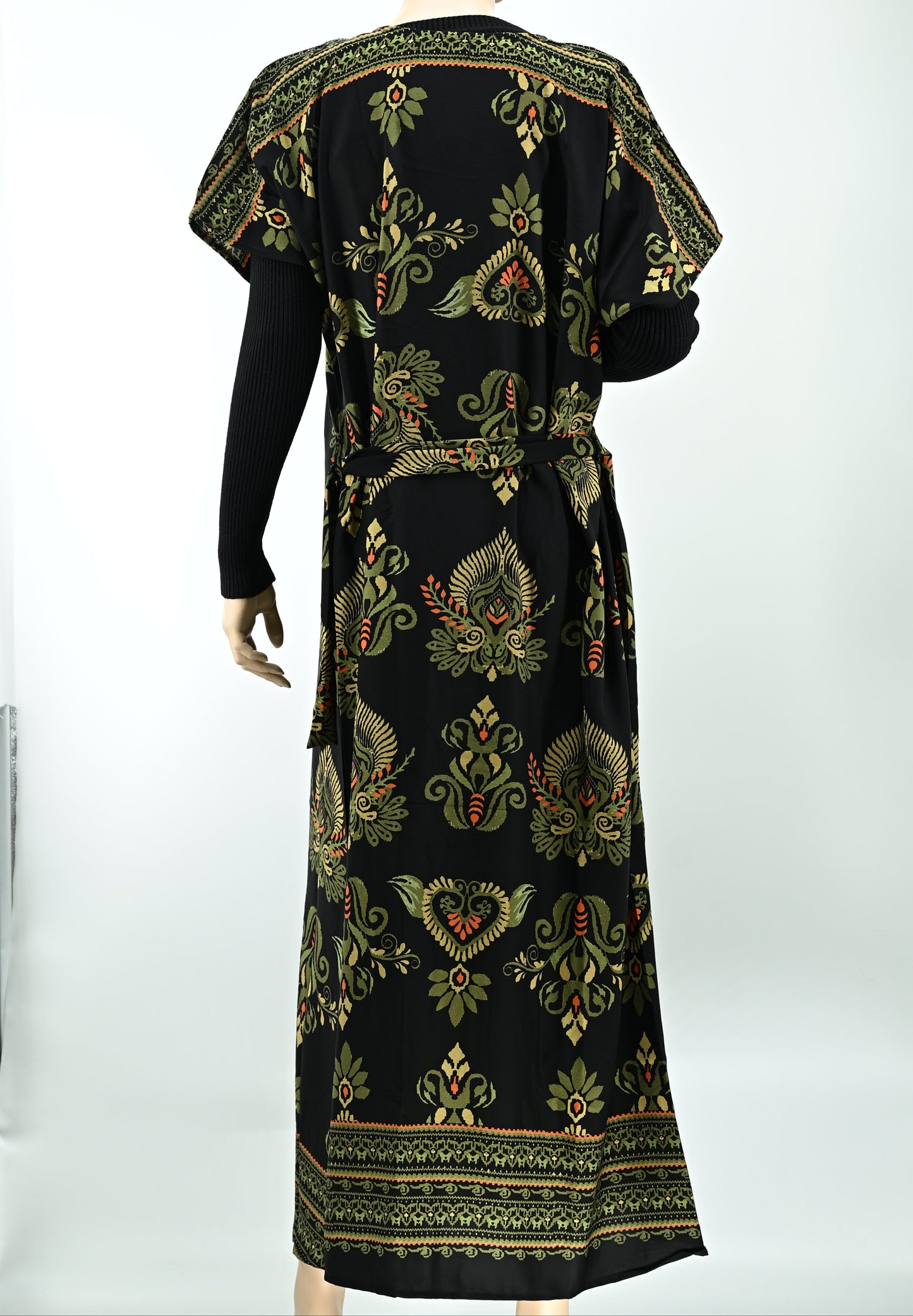 Elegant Black Floral Maxi Dress with Stretchable Inner | Free Size