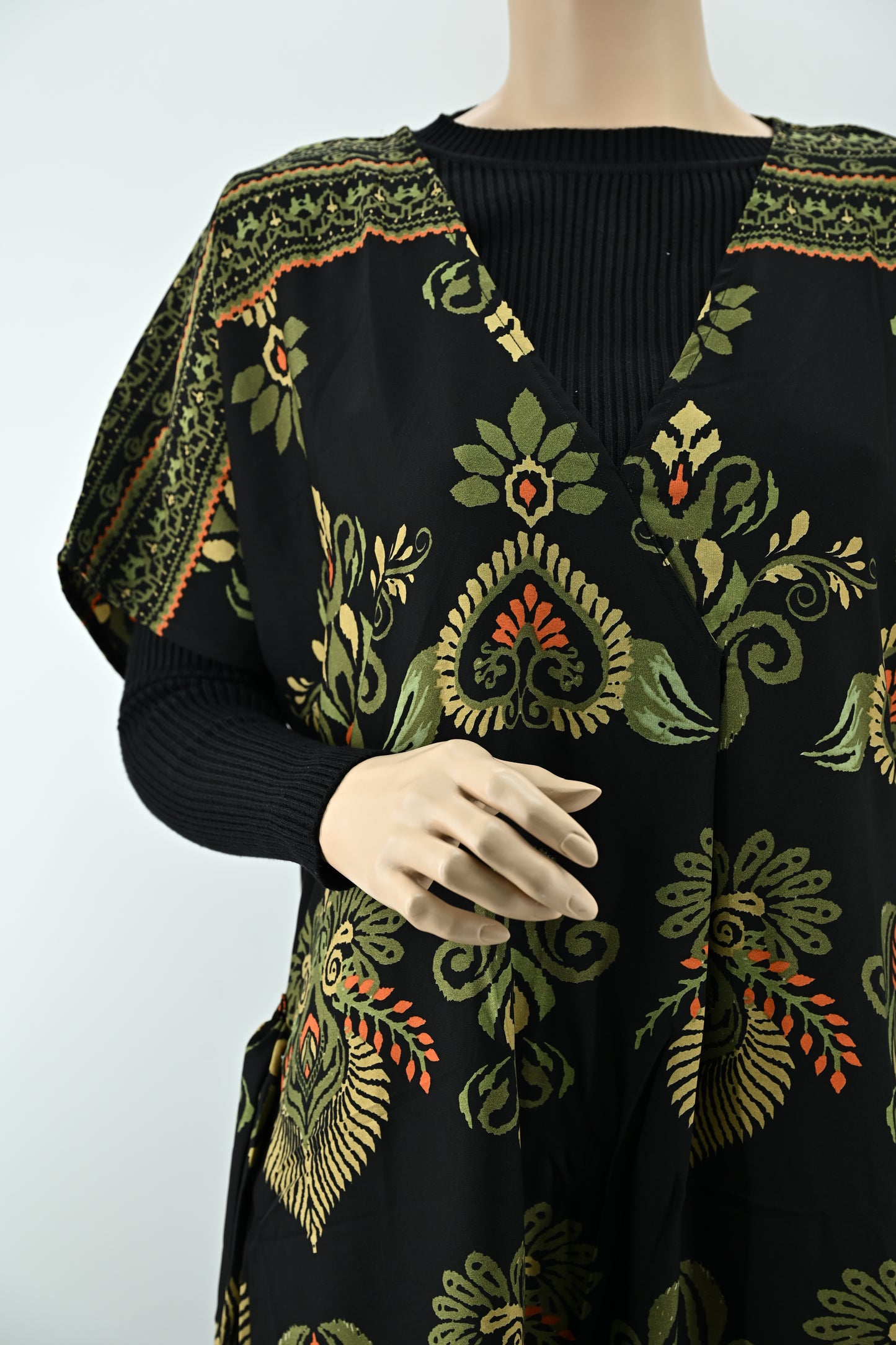 Elegant Black Floral Maxi Dress with Stretchable Inner | Free Size