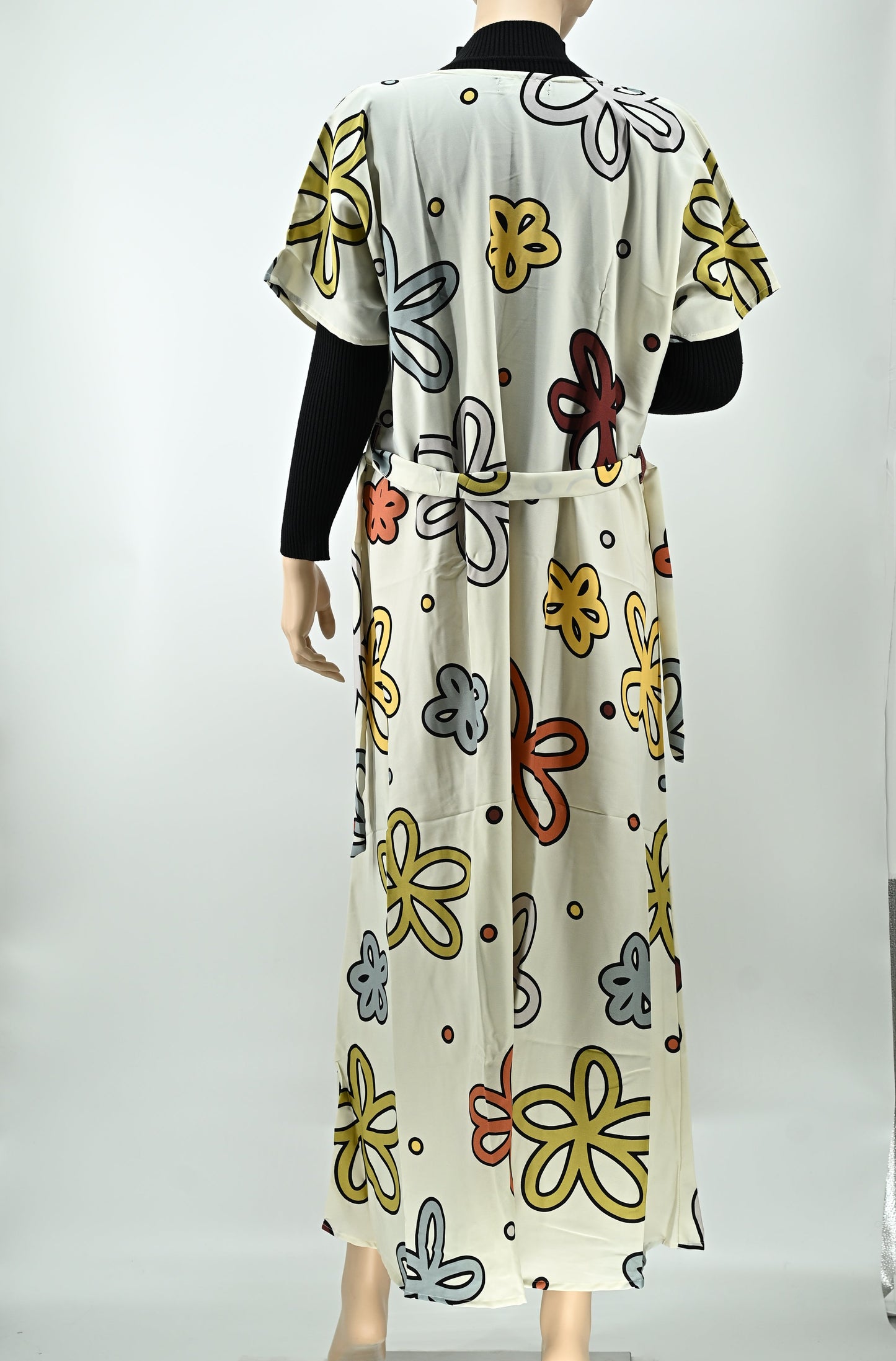 Elegant Cream Floral Print Maxi Dress with Stretchable Inner | Free Size | 2 Piece Set