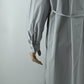 Women’s Light Grey Button-Down Midi Dress – Elegant Minimal Style- Free size