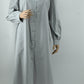 Women’s Light Grey Button-Down Midi Dress – Elegant Minimal Style- Free size