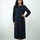 Women’s Light Grey Button-Down Midi Dress – Elegant Minimal Style- Free size