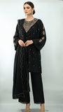 Women’s Black Embroidered Kurta Set with Dupatta