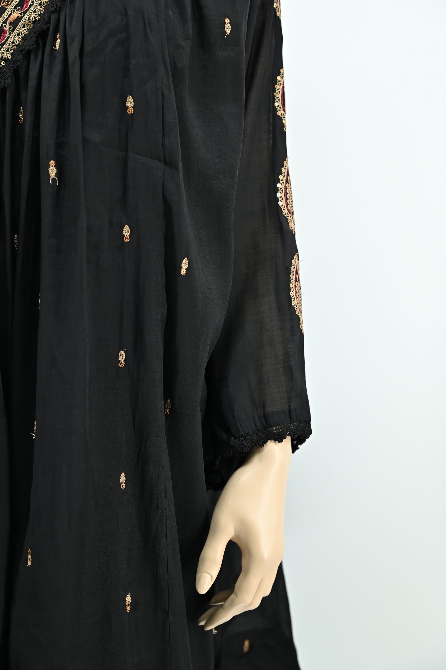 Women’s Black Embroidered Kurta Set with Dupatta