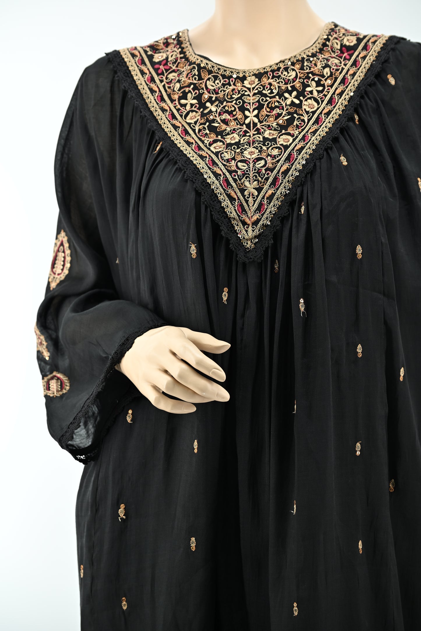 Women’s Black Embroidered Kurta Set with Dupatta