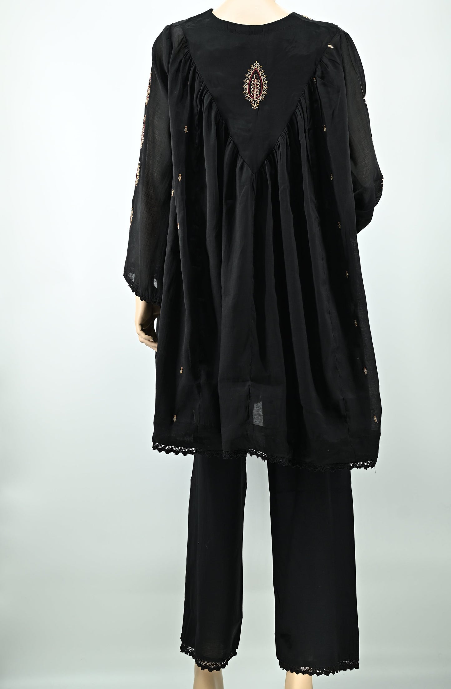 Women’s Black Embroidered Kurta Set with Dupatta