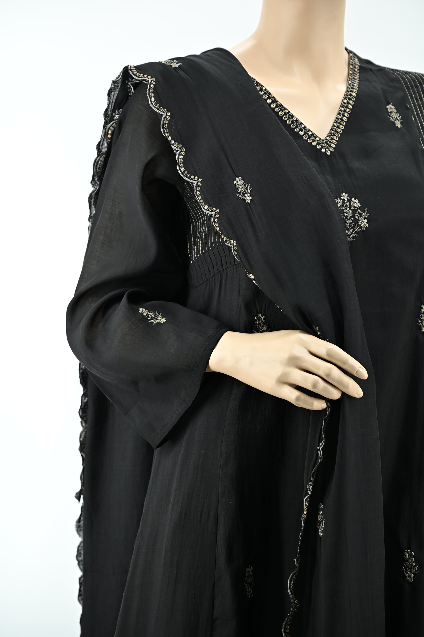 Black Embroidered Kurta Set with Dupatta
