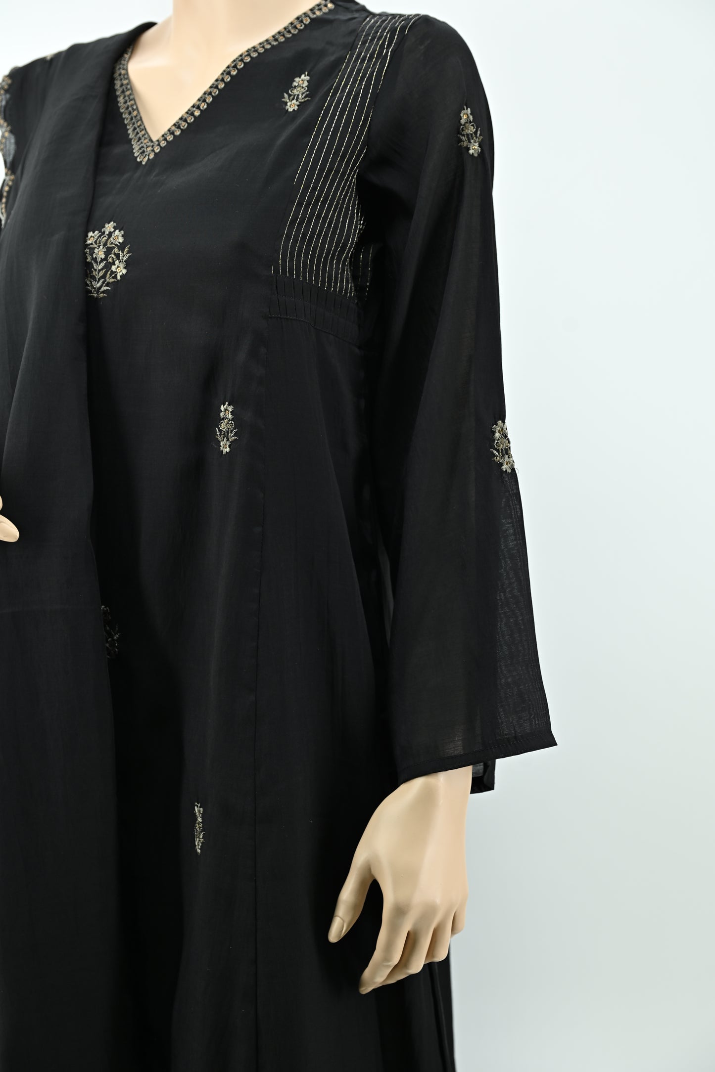 Black Embroidered Kurta Set with Dupatta