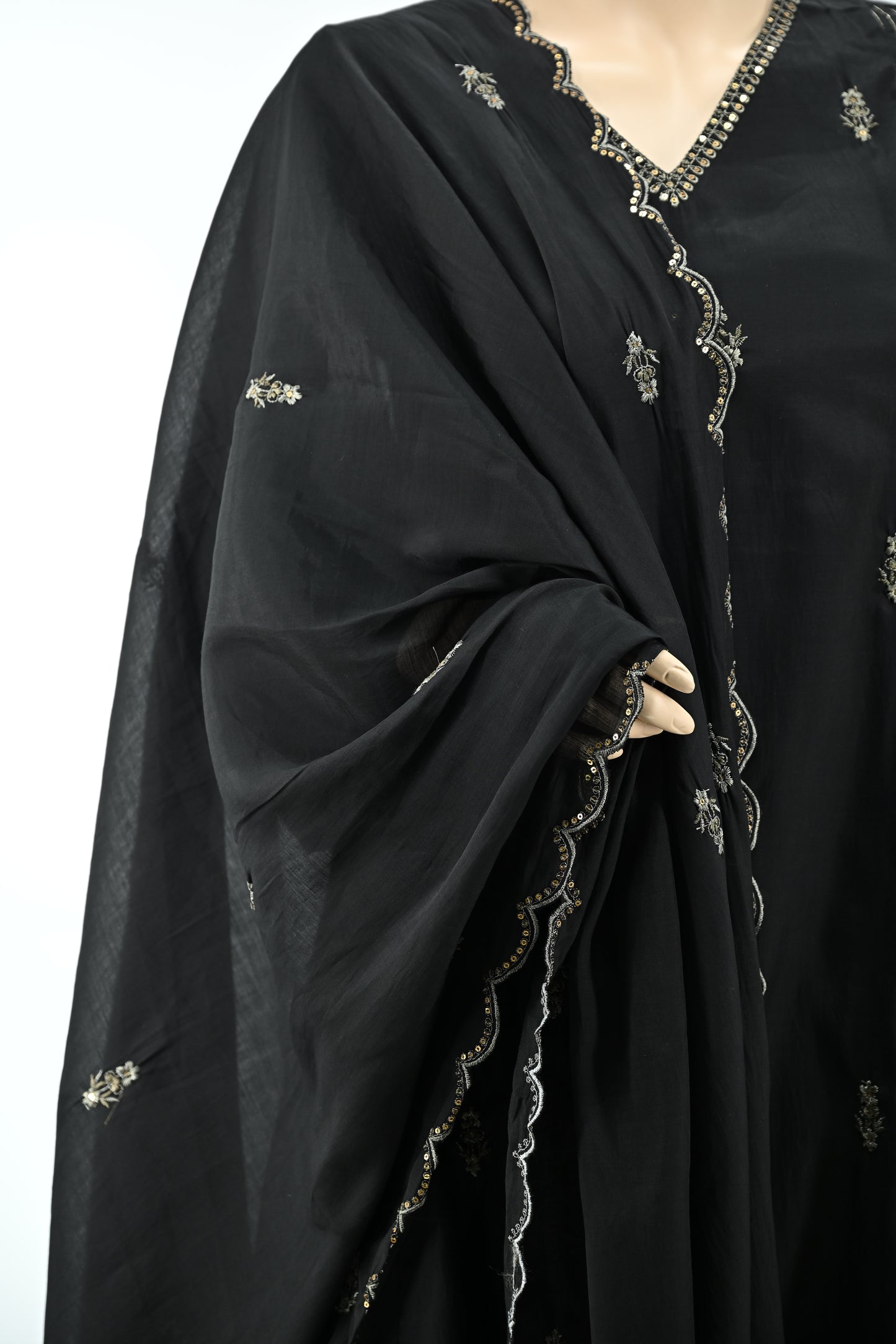 Black Embroidered Kurta Set with Dupatta