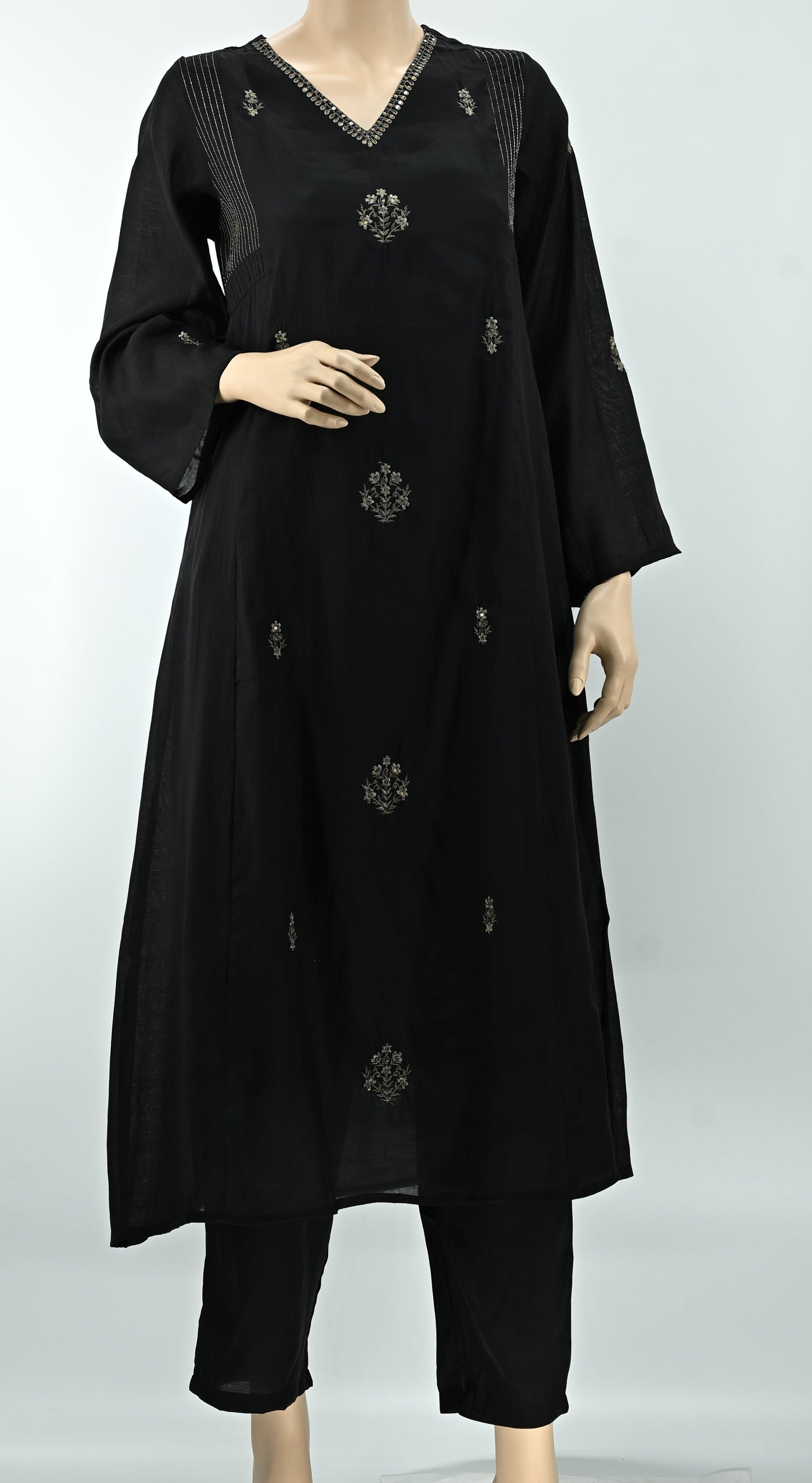 Black Embroidered Kurta Set with Dupatta