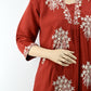Women’s Red Embroidered Kurta Set with Dupatta
