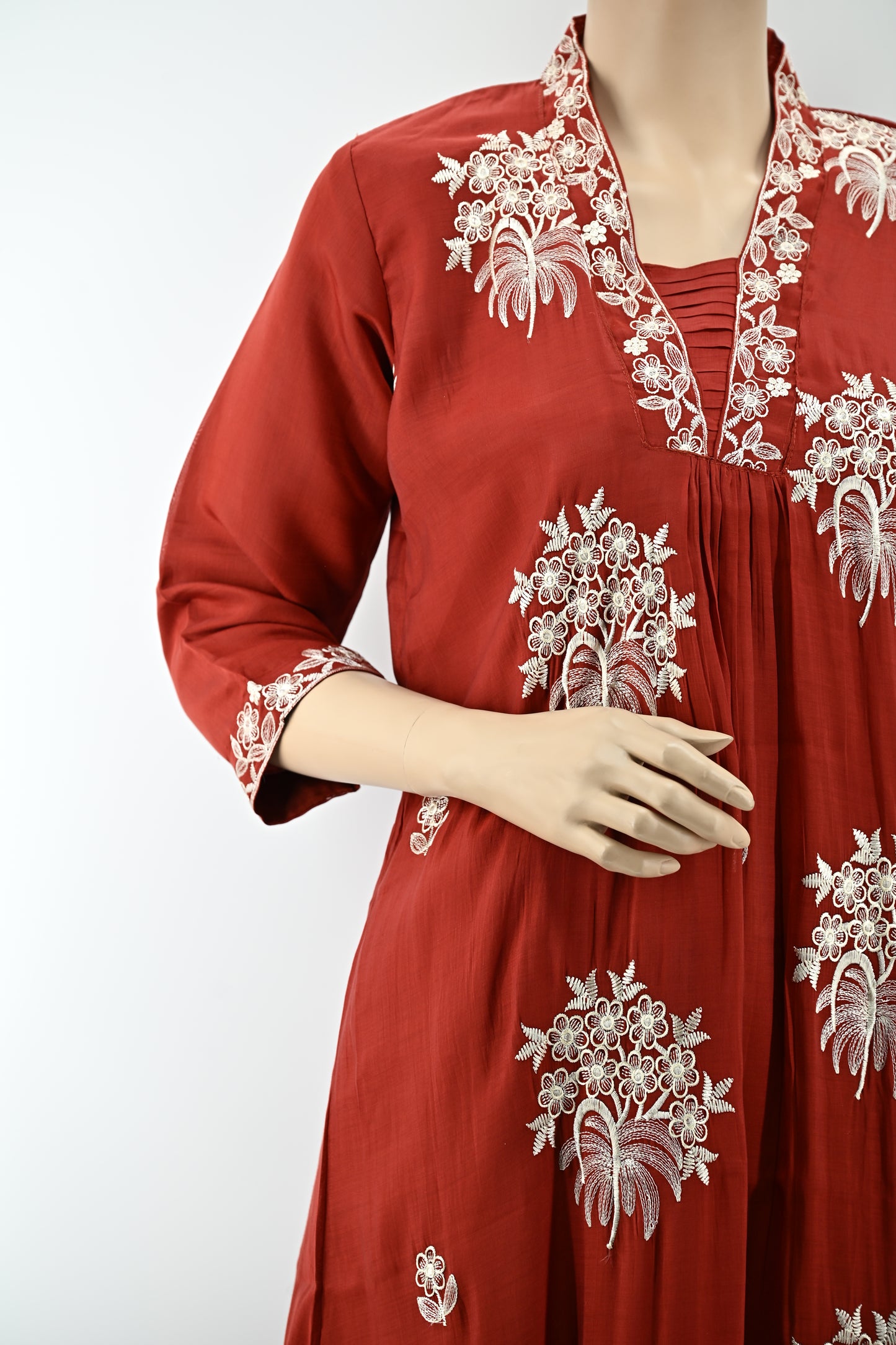 Women’s Red Embroidered Kurta Set with Dupatta
