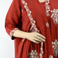 Women’s Red Embroidered Kurta Set with Dupatta
