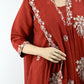 Women’s Red Embroidered Kurta Set with Dupatta