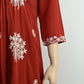 Women’s Red Embroidered Kurta Set with Dupatta