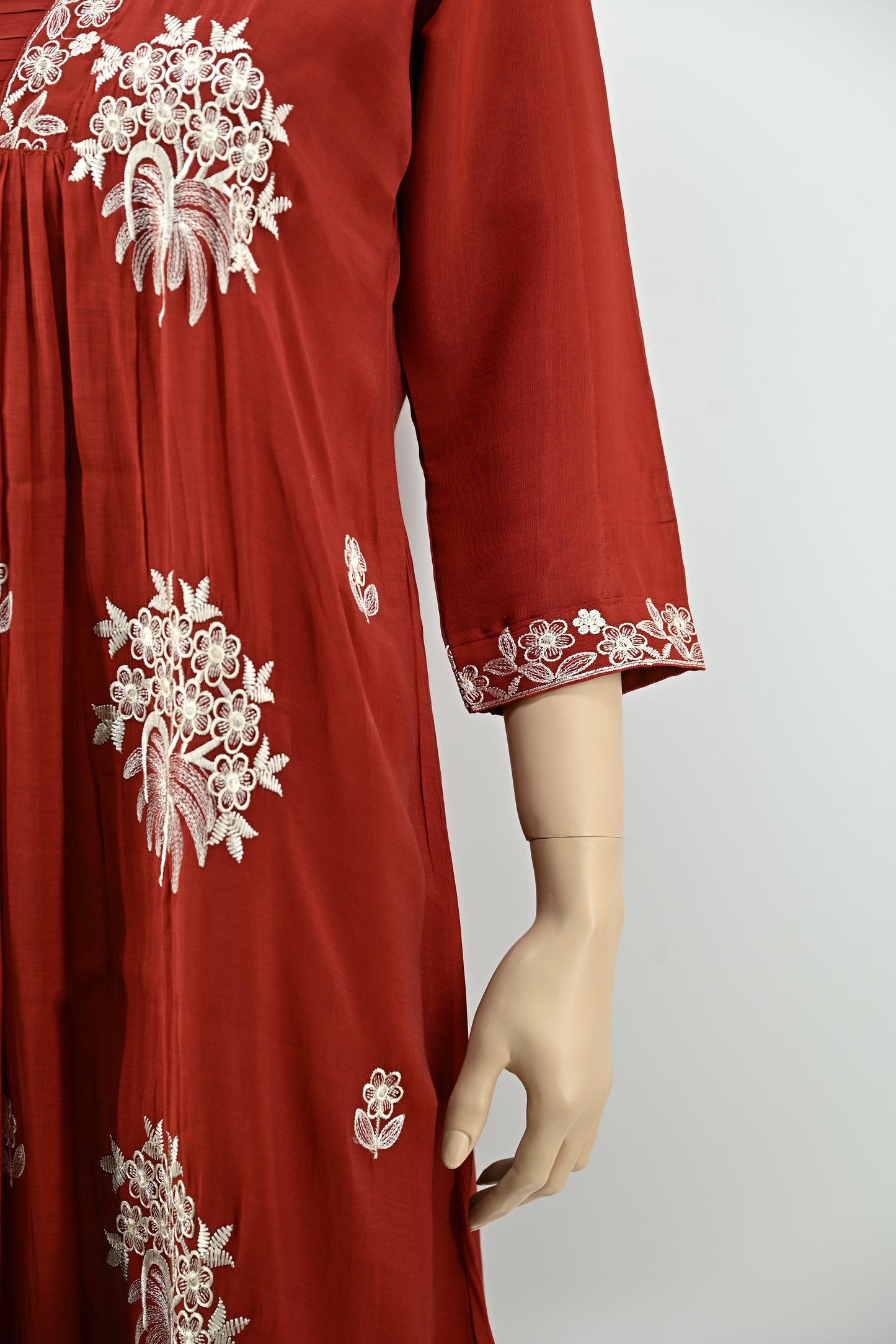 Women’s Red Embroidered Kurta Set with Dupatta