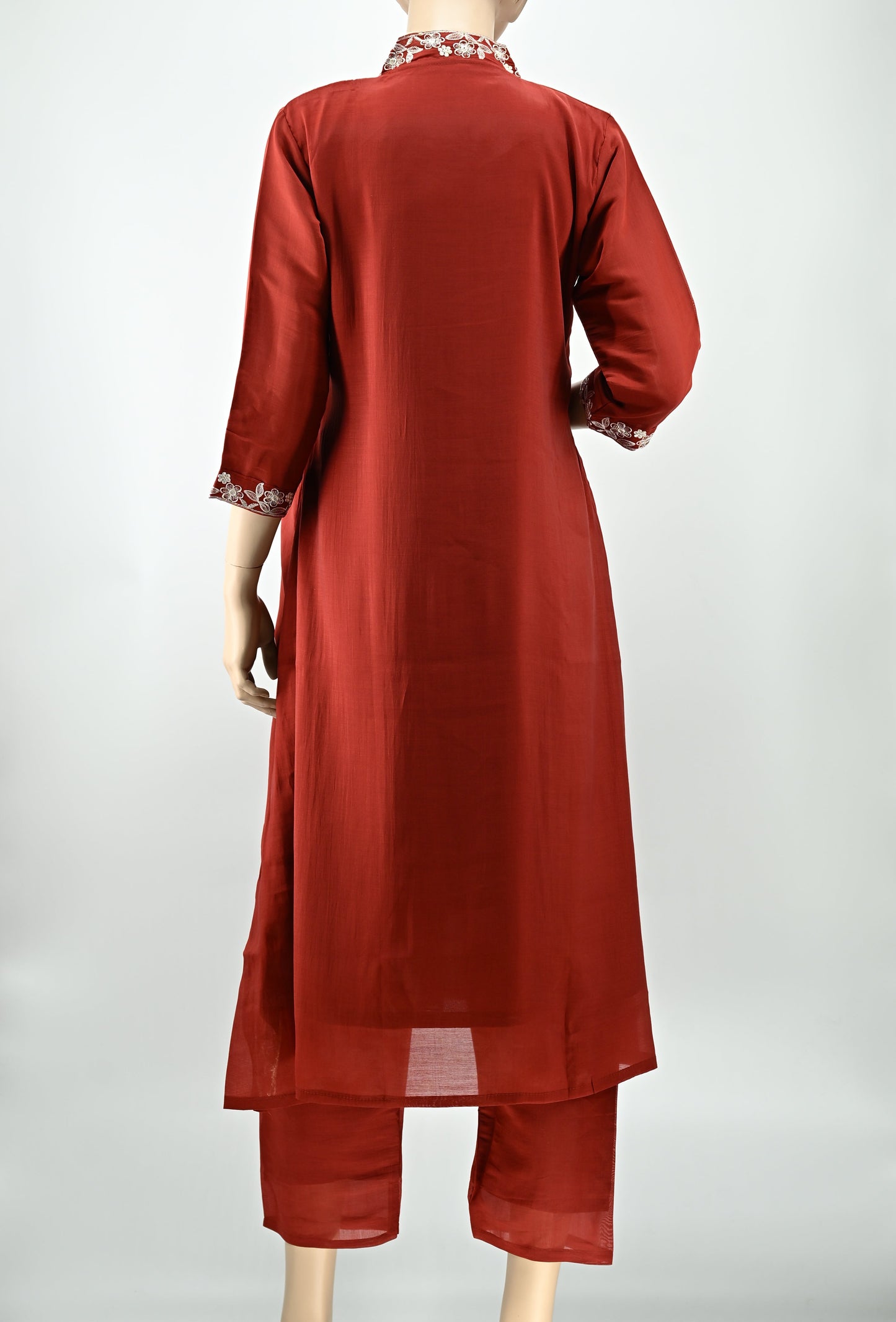 Women’s Red Embroidered Kurta Set with Dupatta