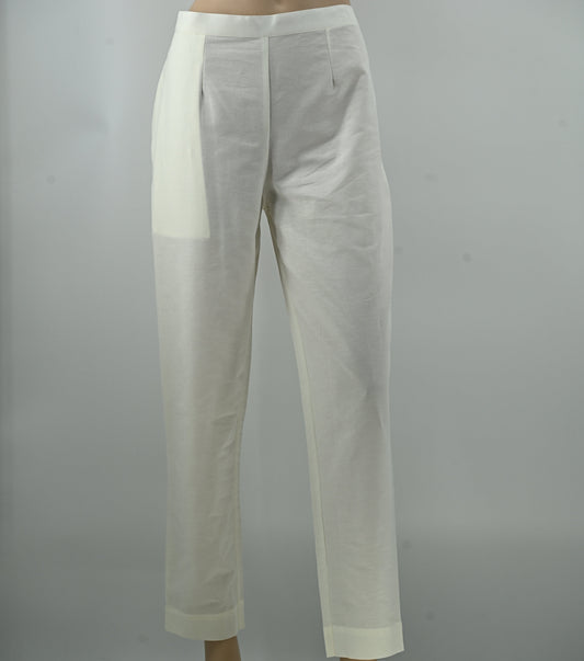 Elegant White Straight Fit Women’s Trousers