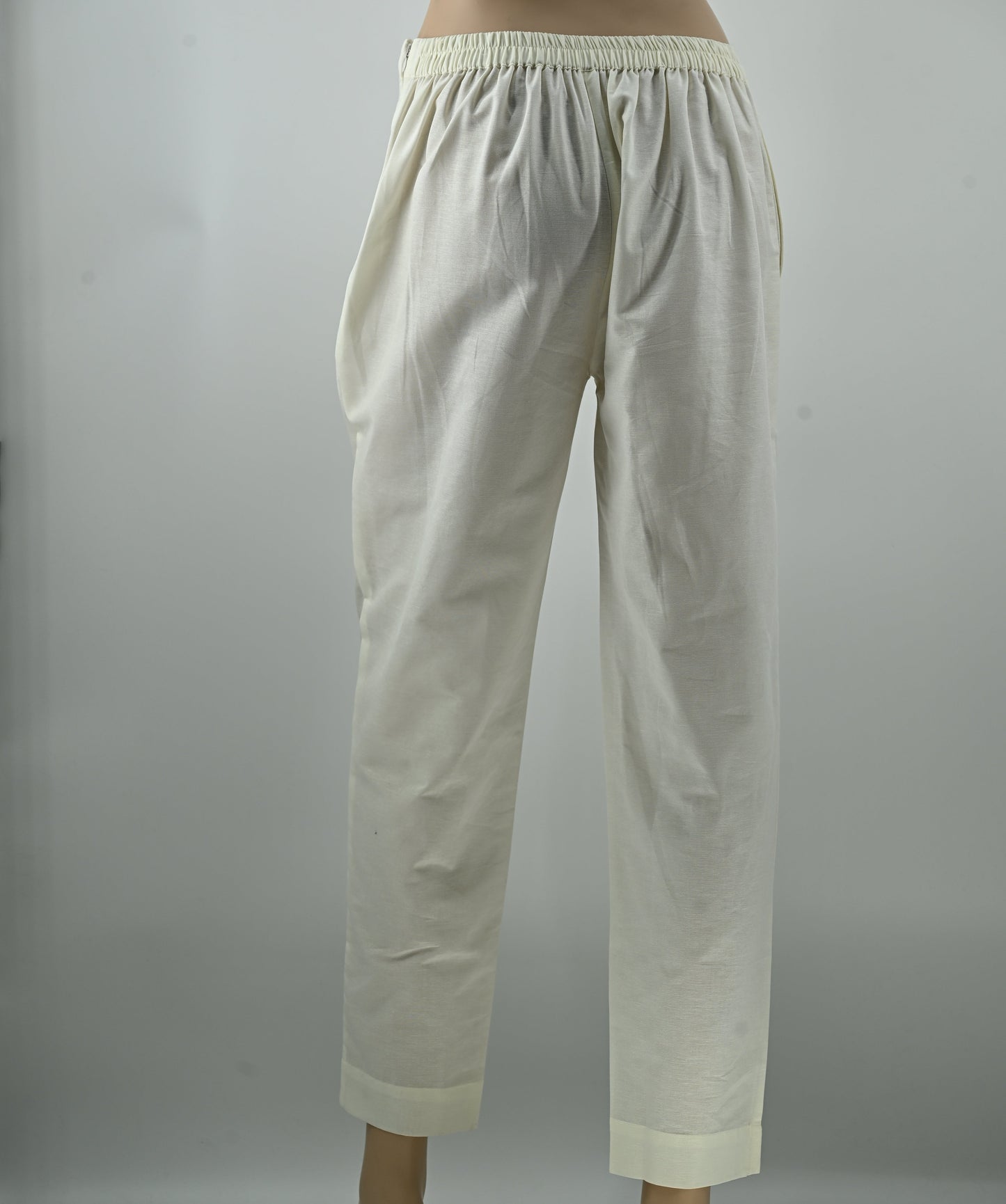 Elegant White Straight Fit Women’s Trousers