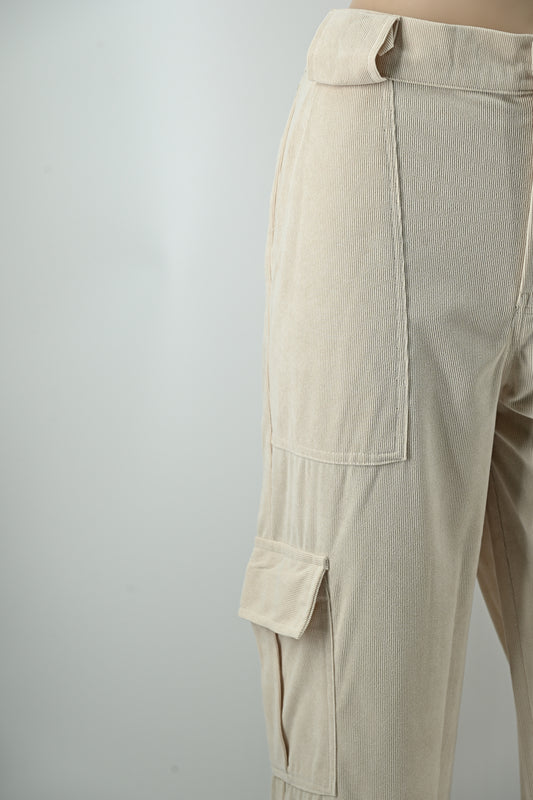 Women’s Beige Cargo Pants with Utility Pockets | Stylish Casual Trousers