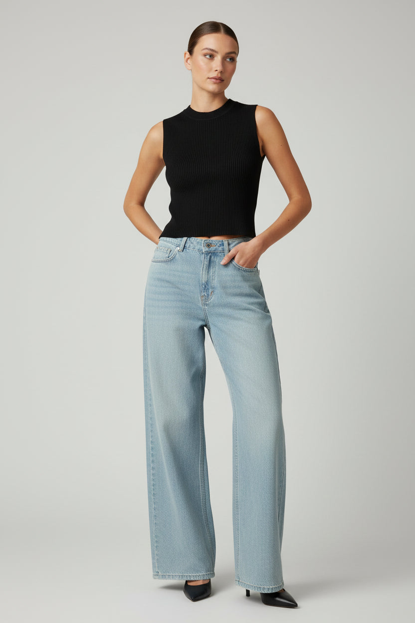 Women’s Light Sky Blue Straight Fit Jeans