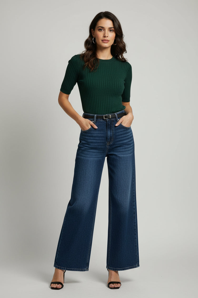 Women’s Dark Blue Straight Fit Jeans