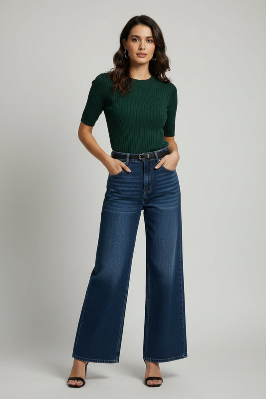 Women’s Dark Blue Straight Fit Jeans