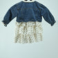 Girls Denim Jacket Dress with Cotton Printed Skirt (2-Piece Set)