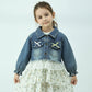 Girls Denim Jacket Dress with Cotton Printed Skirt Model 3 (2-Piece Set)