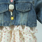 Girls Denim Jacket Dress with Cotton Printed Skirt (2-Piece Set)