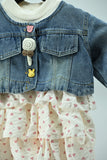 Girls Denim Jacket Dress with Cotton Printed Skirt (2-Piece Set)