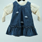 Girls Denim Pinafore Dress with Cotton Inner Top (2-Piece Set)