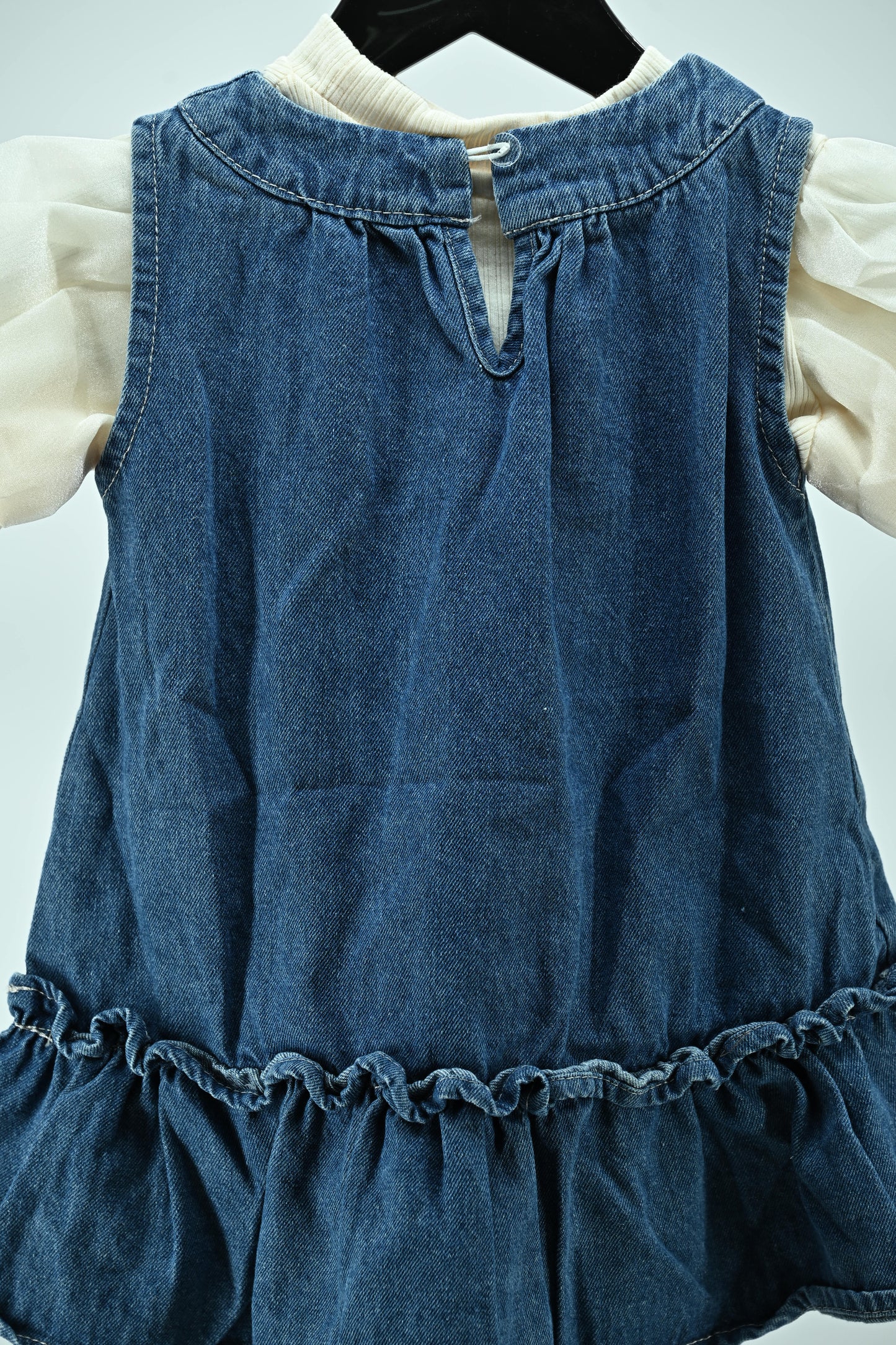 Girls Denim Pinafore Dress with Cotton Inner Top (2-Piece Set)