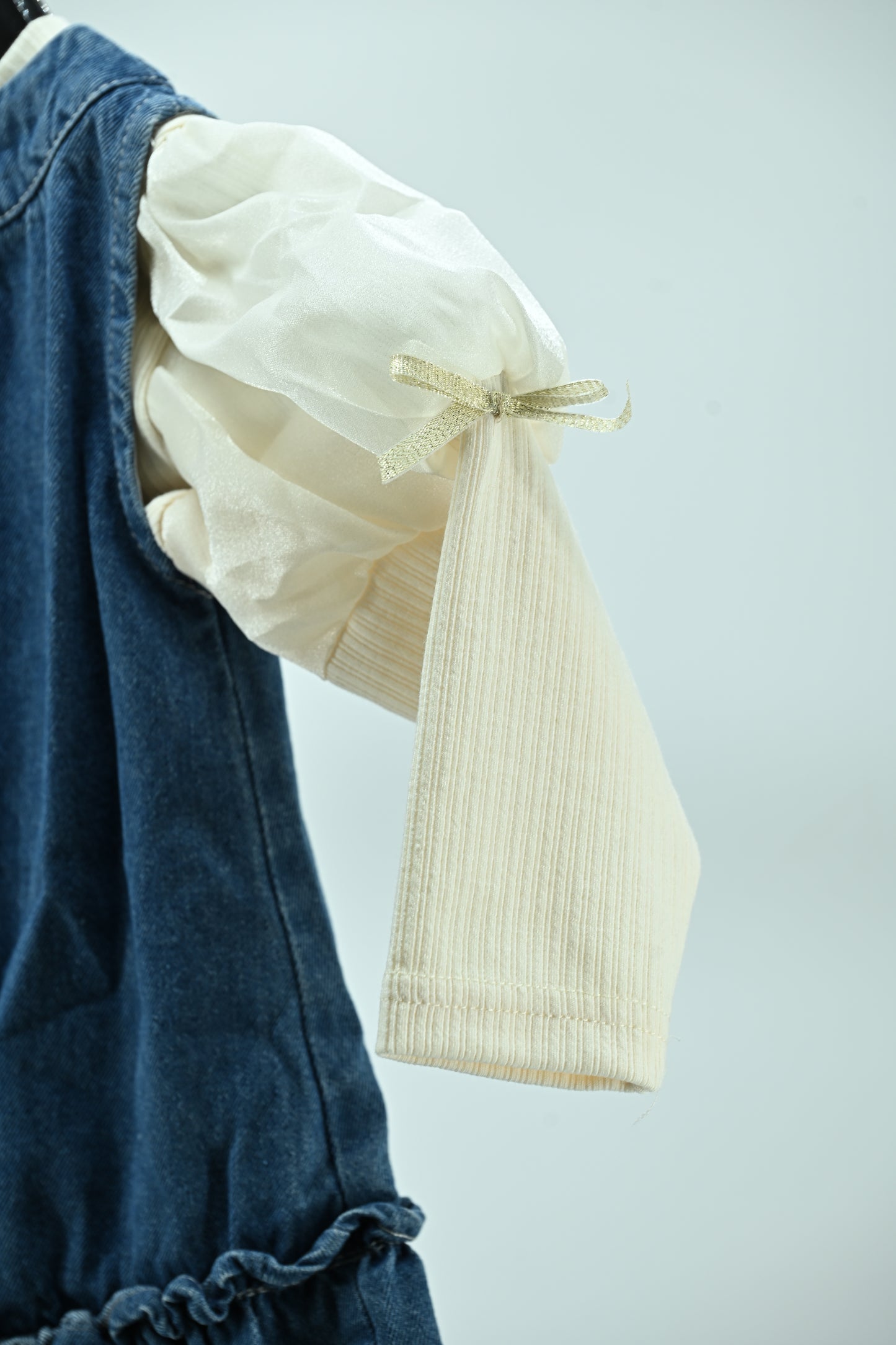 Girls Denim Pinafore Dress with Cotton Inner Top (2-Piece Set)