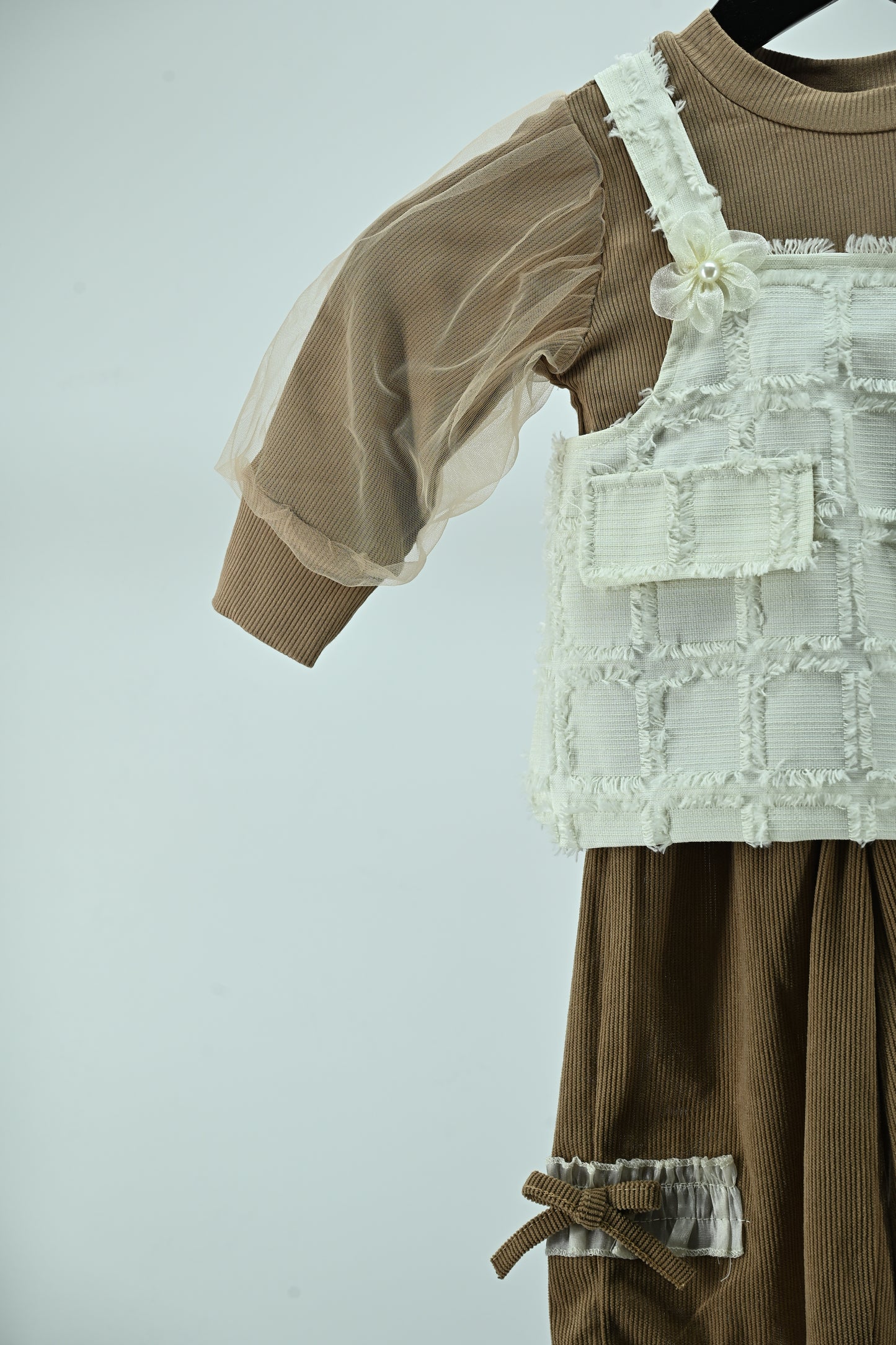 Girls Elegant 3-Piece Pinafore Dress Set