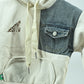 Boys White Cotton Denim Patch Hoodie Summer
