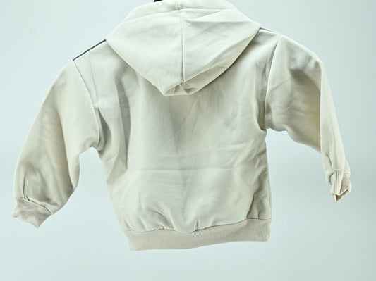 Boys White Cotton Denim Patch Hoodie Summer