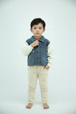 Boys Denim Patchwork Casual Shirt